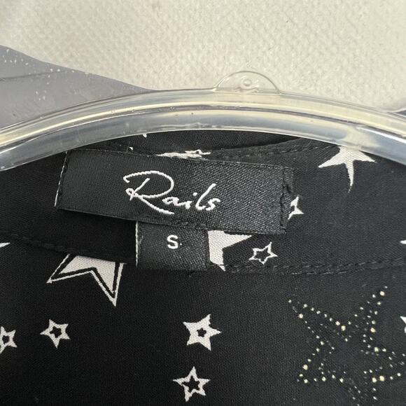 Rails Noemi Black Galaxy Star Print Black & White Women's Shirt Size Small - Picture 2 of 8